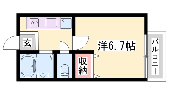 ノーブル青山Ⅱ(1K/2階)の間取り写真