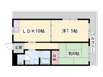 サニーハイム山氏浦D(2LDK/2階)の間取り写真