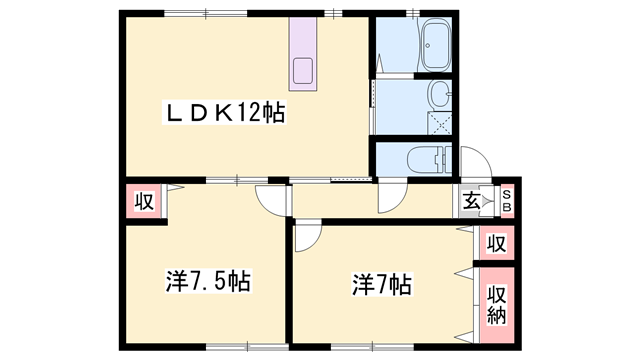 メゾン・クレール(2LDK/2階)の間取り写真