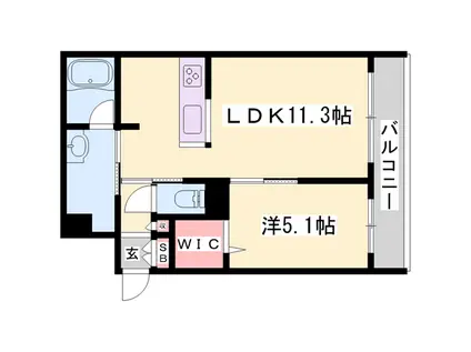 シャーメゾン 姫路W(1LDK/2階)の間取り写真