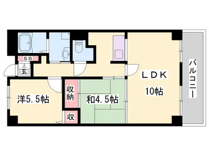 ヌーベゆらの(2LDK/1階)の間取り写真