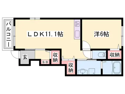 モスフロックスノイ(1LDK/1階)の間取り写真