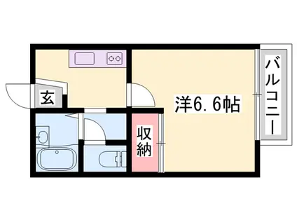 相生市 ウイング相生旭(1K/1階)の間取り写真