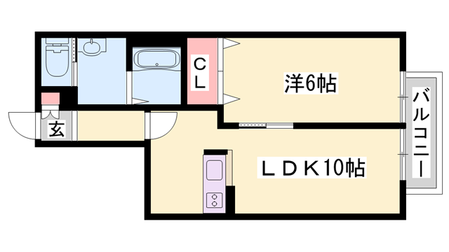 エンカーサ加古川駅北(1LDK/2階)の間取り写真
