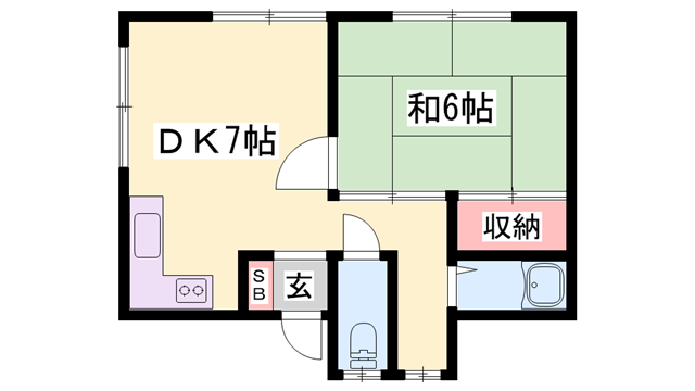 新在家ハウス(1DK/2階)の間取り写真