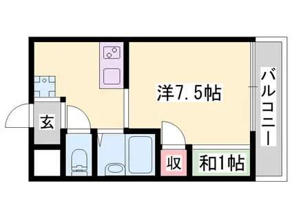 クラージュ保城(1K/5階)の間取り写真
