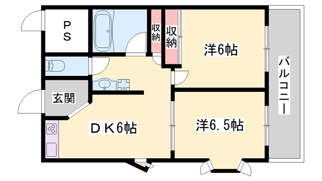 三木グリーンハイツ(2DK/2階)の間取り写真