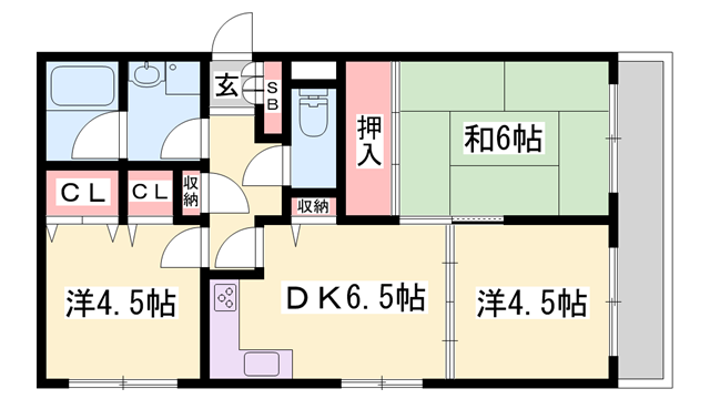 アルコ・ラ・カーサ姫路土山(3DK/2階)の間取り写真