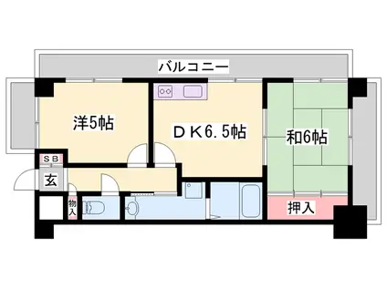 ロイヤルコーポ野添(2DK/5階)の間取り写真