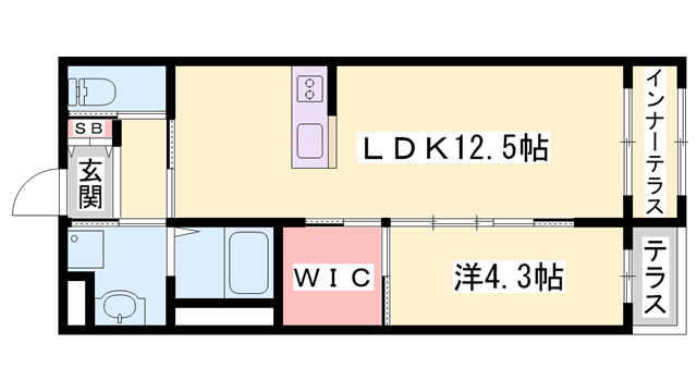 山陽電気鉄道本線 尾上の松駅 徒歩21分 2階建 築5年(1LDK/1階)の間取り写真