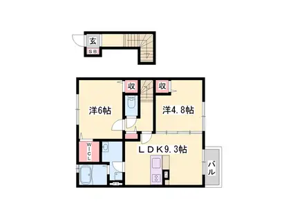 アンベリール・阿保(2LDK/2階)の間取り写真