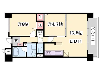 ラフィネ・K(2LDK/5階)の間取り写真