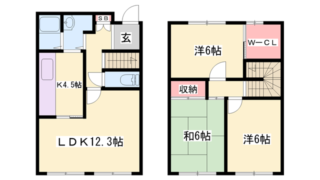 タナカハイツ(3LDK/1階)の間取り写真