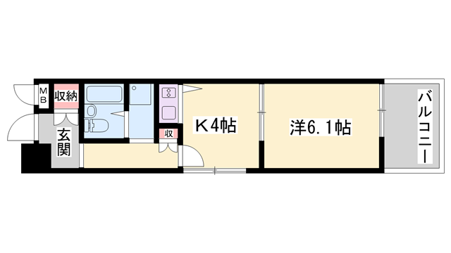 朝日プラザ船場(1K/4階)の間取り写真