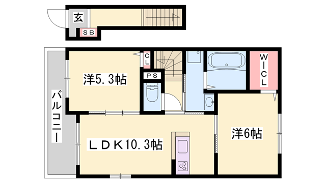 コンフォール堂本(2LDK/2階)の間取り写真