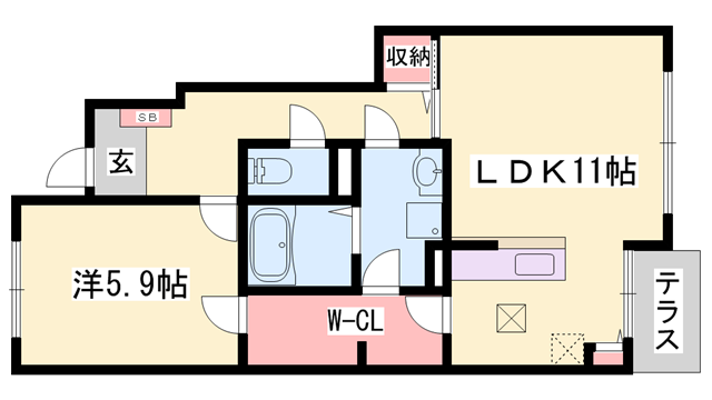 プルミエール ラ・メゾン(1LDK/1階)の間取り写真