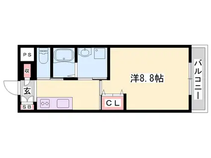 ソネテラス(1K/1階)の間取り写真