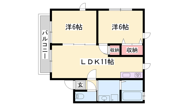 絵領ガーデン(2LDK/2階)の間取り写真