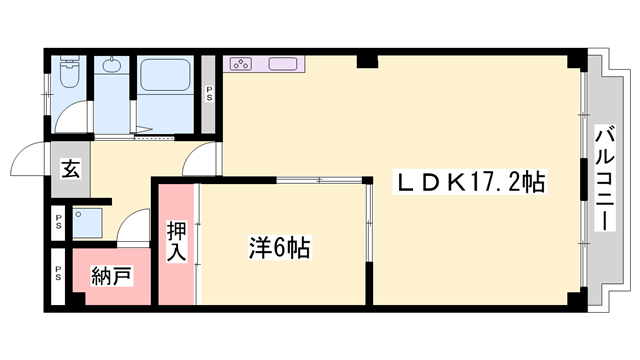 ハイツ柳井(1LDK/3階)の間取り写真