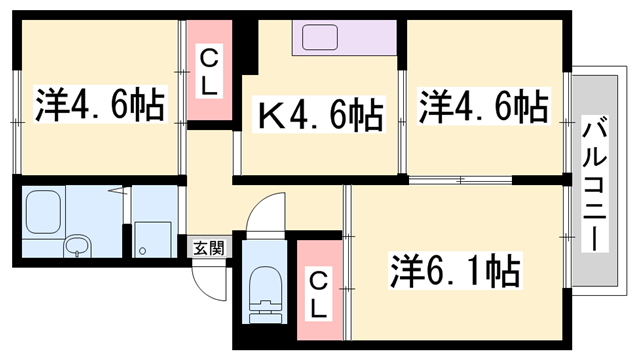 御立ハイツ(3K/2階)の間取り写真