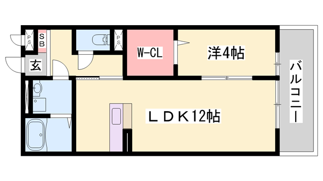 フィグガーデン(1LDK/1階)の間取り写真
