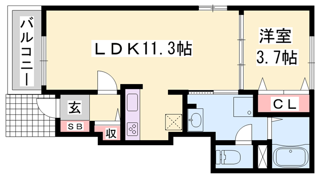 エスポワール(1LDK/1階)の間取り写真