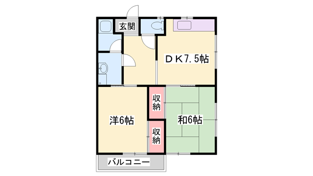 サンハイツ尾上(2DK/2階)の間取り写真