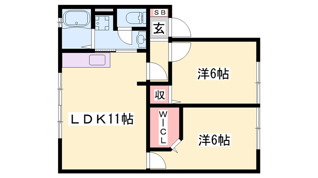 チェスナット(2LDK/2階)の間取り写真