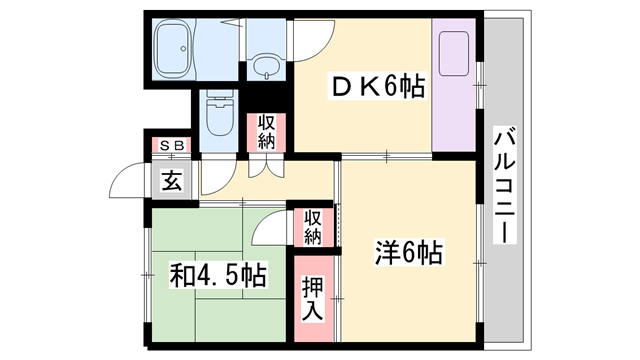 歌野マンション(2DK/1階)の間取り写真