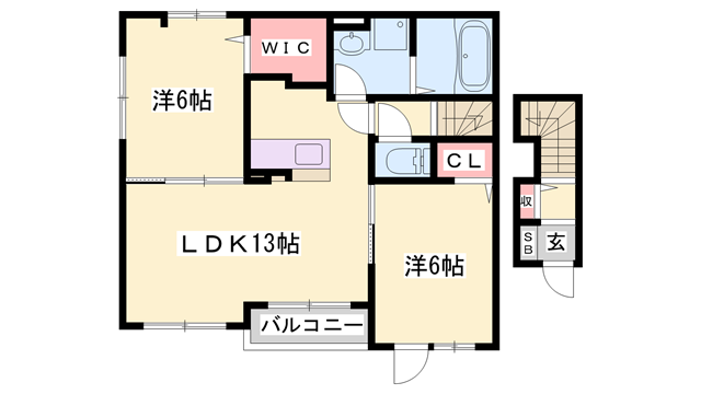 パルテール3(2LDK/2階)の間取り写真