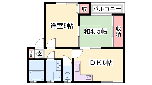 山本ハイツ(2DK/2階)の間取り写真