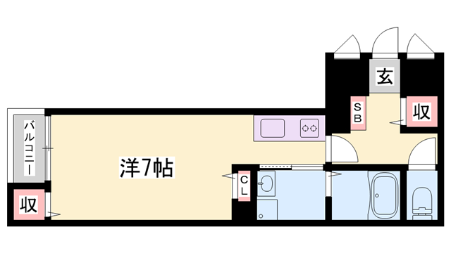 CLAIR市役所前(ワンルーム/1階)の間取り写真