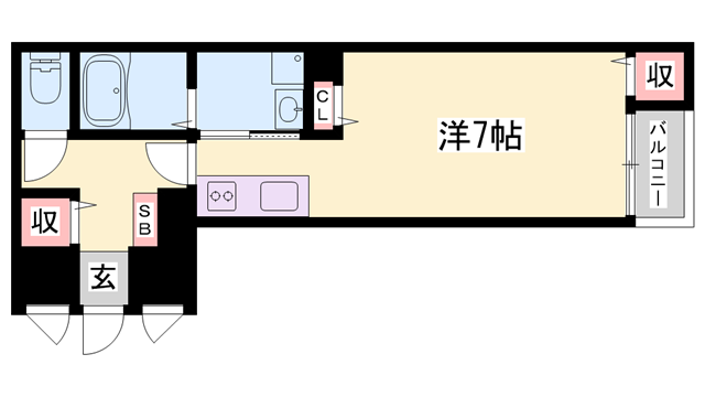 CLAIR市役所前(ワンルーム/2階)の間取り写真