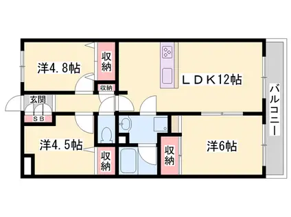 アルコ・ラ・カーサ姫路土山(3LDK/3階)の間取り写真