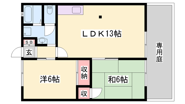 ウェルネス松陽(2LDK/1階)の間取り写真
