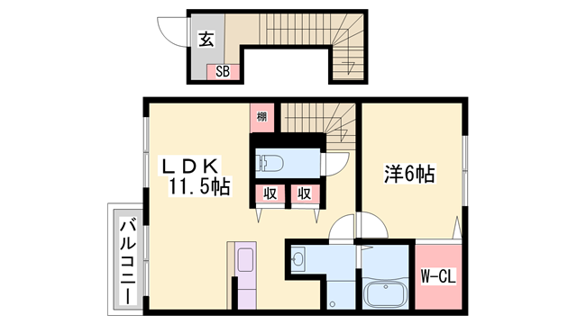 フリーデン C棟(1LDK/2階)の間取り写真