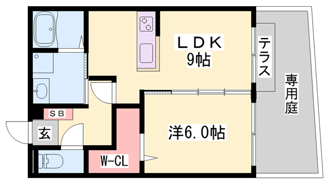 バーディーコート A棟(1LDK/1階)の間取り写真
