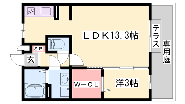 プラシード(1LDK/1階)の間取り写真