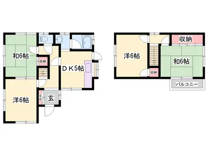 山陽電気鉄道網干線 広畑駅 徒歩2分 2階建 築49年(4DK)の間取り写真