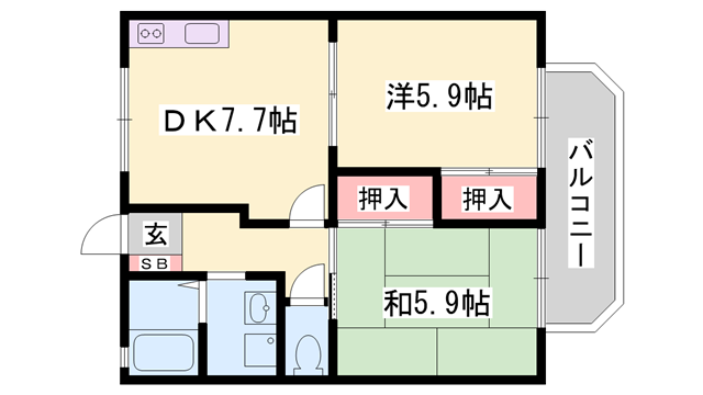 アコーデリア元禄(2DK/2階)の間取り写真