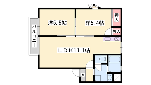 JAハイツ三快(2LDK/1階)の間取り写真
