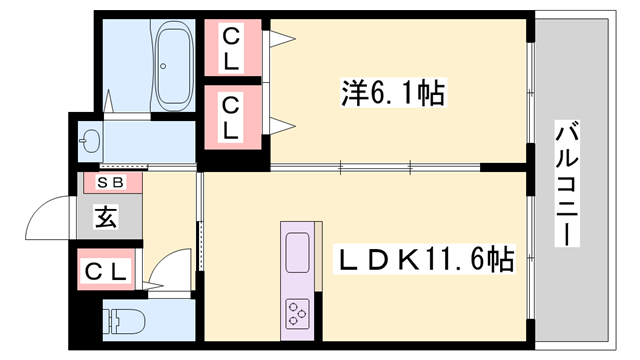 ベレオ フォレスト(1LDK/3階)の間取り写真