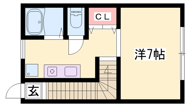 山陽電気鉄道網干線 山陽天満駅 徒歩11分 2階建 築7年(ワンルーム/2階)の間取り写真