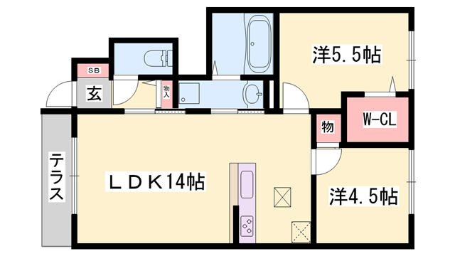 アネシス御立(2LDK/1階)の間取り写真