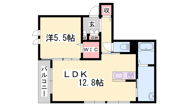 リメインらかん W棟・S棟・E棟(1LDK/2階)の間取り写真