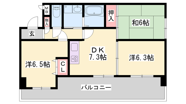 グレース平野(3DK/4階)の間取り写真
