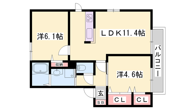 オレンジメゾン(2LDK/2階)の間取り写真
