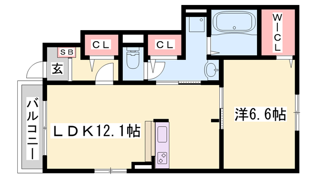 サングレイスB(1LDK/1階)の間取り写真