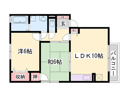 シャトレハイツ(2LDK/2階)の間取り写真