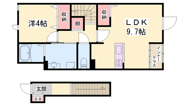 アベニールのざと(1LDK/2階)の間取り写真